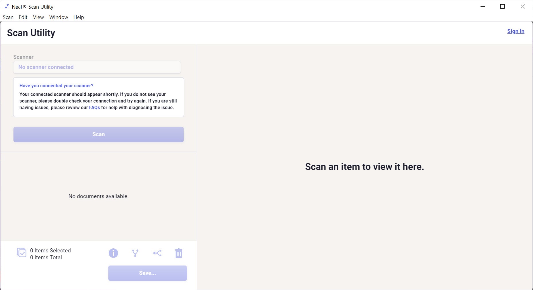 Scan utility set up screen 2 - bank reconciliation at The Neat Company