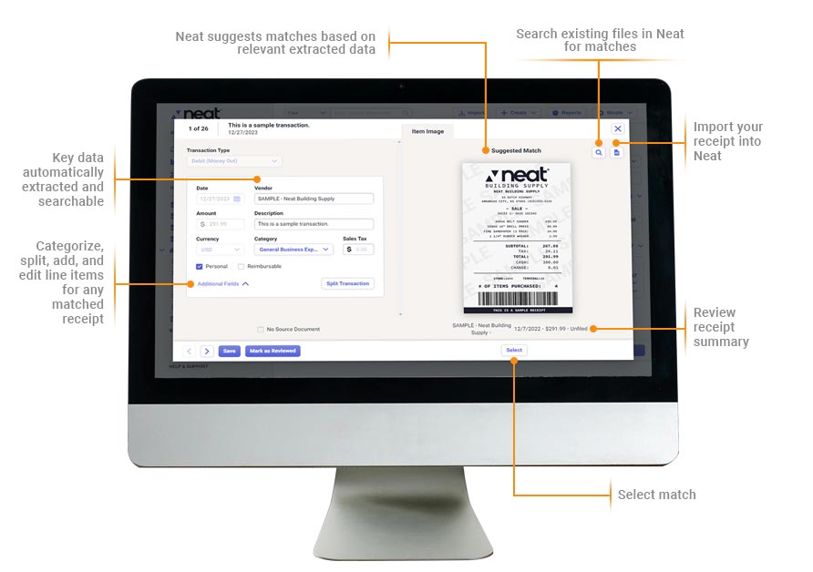 Final screen - bank reconciliation at The Neat Company